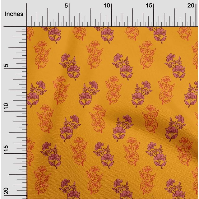 oneOone Cotton Poplin Mustard Yellow Fabric Floral Block Sewing Craft Projects Fabric Prints By Yard 56 Inch Wide