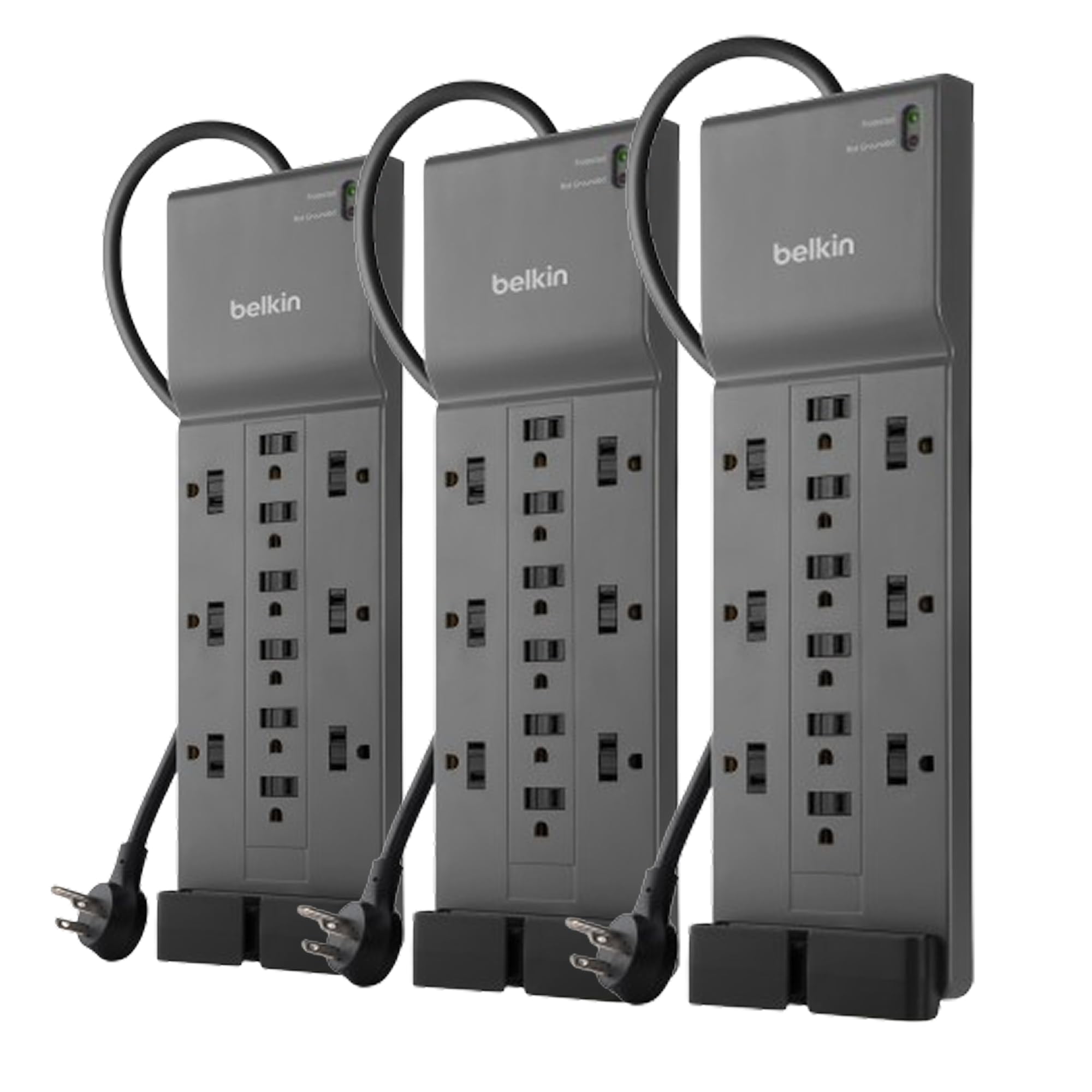Belkin 12-Outlet Surge Protector Power Strip w/ 12 AC Outlets & 8ft Flat Plug, UL-Listed Heavy-Duty Extension Cord for Home, Offi