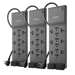 Belkin 12-Outlet Surge Protector Power Strip w/ 12 AC Outlets & 8ft Flat Plug, UL-Listed Heavy-Duty Extension Cord for Home, Offi