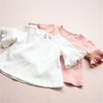 thumbnail image 4 of B91xZ Girls Tops 2024 Short Sleeve Ruffle Solid Color Polo Shirt,White 5-6 Years, 4 of 5