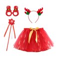thumbnail image 1 of LUOGENLI Robe Enfants Filles Noël Danse Fête Jupe en Tulle Dessin Animé Jupes de Ballet Serre-Tête Ensemble 4 Pcs Robe pour Filles Tendance Grande Taille Rouge 6-8 Ans, 1 of 3