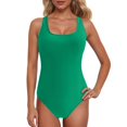 thumbnail image 1 of Women's Athletic Racerback Swimsuit - Color Block Boyleg Bathing Suit - Removable Padding - Nylon/Spandex - S-XXL - Lap Swimming, 1 of 4