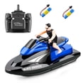 thumbnail image 1 of 2.4GHz High-Speed RC Motorboat 809 with Dual Brushed Motors, 20km/h Max Speed, ABS Waterproof Shell, 80m Control Range, 15min Runtime, 2 Rechargeable 3.7V 500mAh Batteries - Black/Blue Option for, 1 of 6