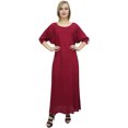 thumbnail image 3 of Bimba Robe Maxi Bohème Bordeaux pour Femme avec Foulard à Franges Tenue Décontractée d'Été-16, 3 of 9