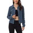 thumbnail image 1 of INSPIRE CHIC Veste en Jean pour Femme à Boutons Manches Longues Texture Délavée Veste en Denim Décontractée m Bleu Foncé, 1 of 6
