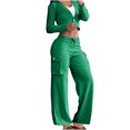 thumbnail image 1 of Timegard 2 Piece Sets for Women Long Sleeve V-Neck Button Cardigan Elastic Waist Cargo Pants Fall Trend Outfits, 1 of 7