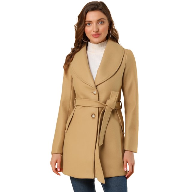 INSPIRE CHIC Manteau Trench Long pour Femme, Mignon, à Col Rabattu, à Simple Boutonnage, avec Ceinture
