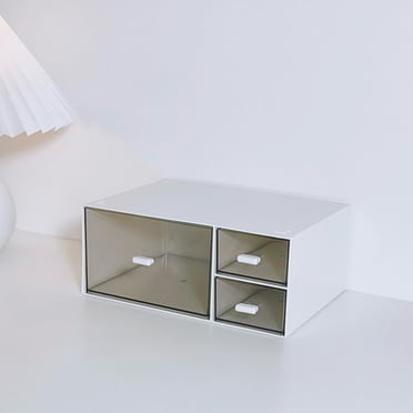 Wzzjkit Desk Organizer with Drawer, Plastic Solid Color Desktop Organization for Office Supplies, Jewelry Storage Box, Desk Organizers and Accessories