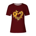 thumbnail image 4 of KIHOUT Nouveau Haut de Mode d'Été pour Femmes 2025, Haut Décontracté à Imprimé Floral pour Dames à Manches Courtes et Col Rond Rouge G, 4 of 4