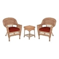 thumbnail image 1 of Jeco Ensemble de 3 Pcs Chaise en Osier et Table d'Appoint Couleur Miel avec Coussin de Chaise Rouge Orange, 1 of 10