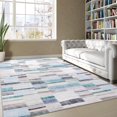 thumbnail image 1 of YUSAZENS 9 x 12 Modern Geometric Abstract Area Rug, Farmhouse Soft Foldable Accent Rug for Dorm, Playroom, Apartment, Non-Slip Carpet for Living Room Blue, 1 of 6