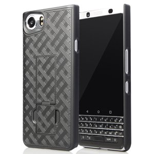 Nakedcellphone Housse noire Kickstand Slim Hard Shell Cover pour BlackBerry Téléphone KEYone (Vérizon/ATT/Sprint/Déverrouillé)