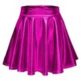 thumbnail image 1 of Shiny Flared Pleated Skirt, Solid Color Mini Polyester Fiber Metallic Glossy Skirt Fashionable  For Performance Black,Red,Golden,Purplish Red,Purple,Silver, 1 of 6