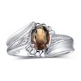 thumbnail image 1 of RYLOS Rings for Women Sterling Silver Swirl Z Ring 7X5MM Oval Gemstone &  Diamond Rings June Smoky Quartz Jewelry Size 9, 1 of 7