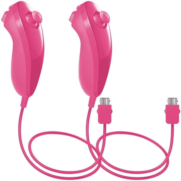 Nunchuck Controllers, 2 Packs Replacement for Video Game - Pink