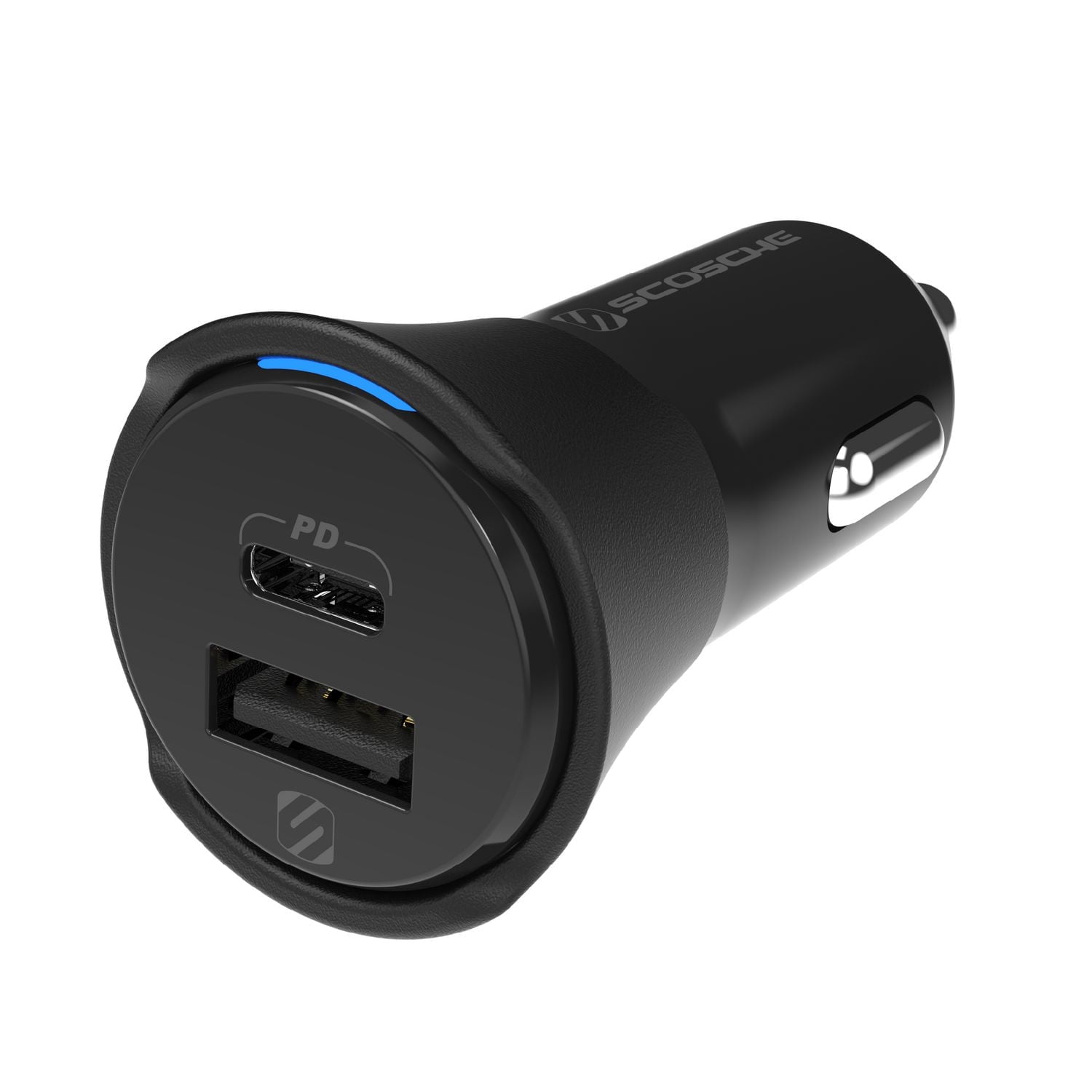 Scosche CPDCA32-RP PowerVolt 32W Certified 3.0 USB-C & USB-A Fast Car Power Delivery Adapter Black