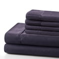 thumbnail image 3 of Marina Decoration Ultra Soft Silky Deep Pocket Solid Rayon from Bamboo Bedding All Season Sheet Set, Eggplant Color, 3 of 8