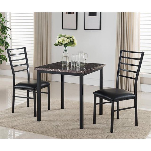 KB D107-4 30 x 30 x 30 Po Table à Manger&44; Noir et Marbre