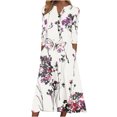 thumbnail image 2 of Babysbule Liquidation Robes d'Automne pour Femmes Mode Femmes Décontracté Élégant Col Rond Imprimé Été Manches Longues Poches Robe, 2 of 5