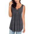thumbnail image 1 of Womens Summer Sleeveless V Neck Solid Color Casual Swing Shirts Flowy Tank Tops Blouses with Buttons, 1 of 3