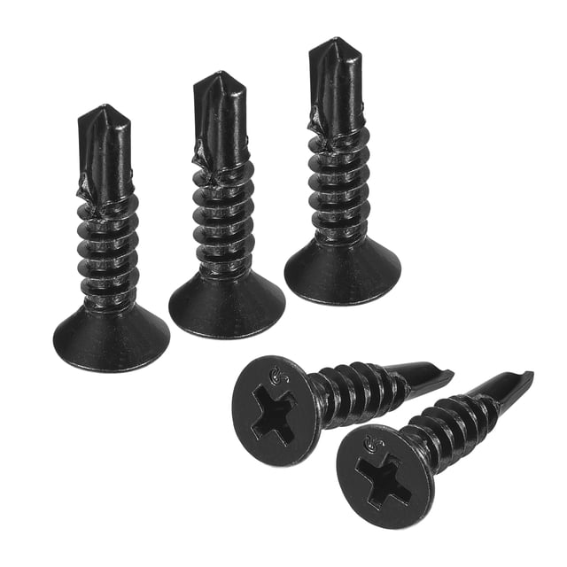 Unique Bargains Vis pour Tôle #10 x 3/4 Pieds, Lot de 100 Vis Plates en Acier Inoxydable 410