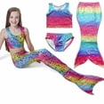 thumbnail image 4 of Fortune 3 Pcs Fille Enfant Mermaid Queue Bikini Nageable Ensemble Maillot de Bain, 4 of 6