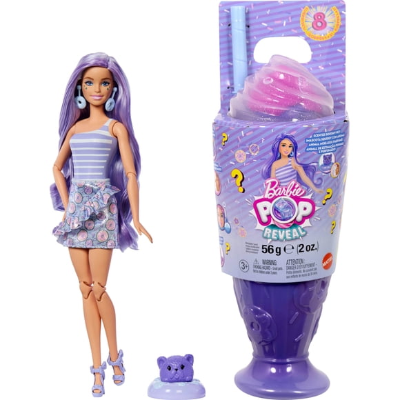 Barbie Pop Reveal Treat Series Doll & Accessories Set, 8 Surprises Include Pet (Styles May Vary)