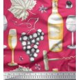 thumbnail image 1 of Soimoi Rayon Fabric Grapes,Wine Glass & Bottle Print Sewing Fabric Yard 42 Inch Wide, 1 of 3