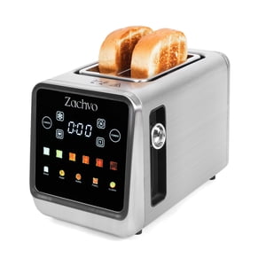 Zachvo 2 Slice Toaster with Smart Touchscreen & Digital Countdown Timer, 1.5" Wide Slot Toaster for Bagels & Bread, 6 Shade Settings, Memory, Defrost & Reheat, Slim Stai