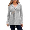 thumbnail image 2 of Hauts Grande Taille pour Femmes, Col en V Décontracté, Manches Longues, Blouse Ample, 2 of 8