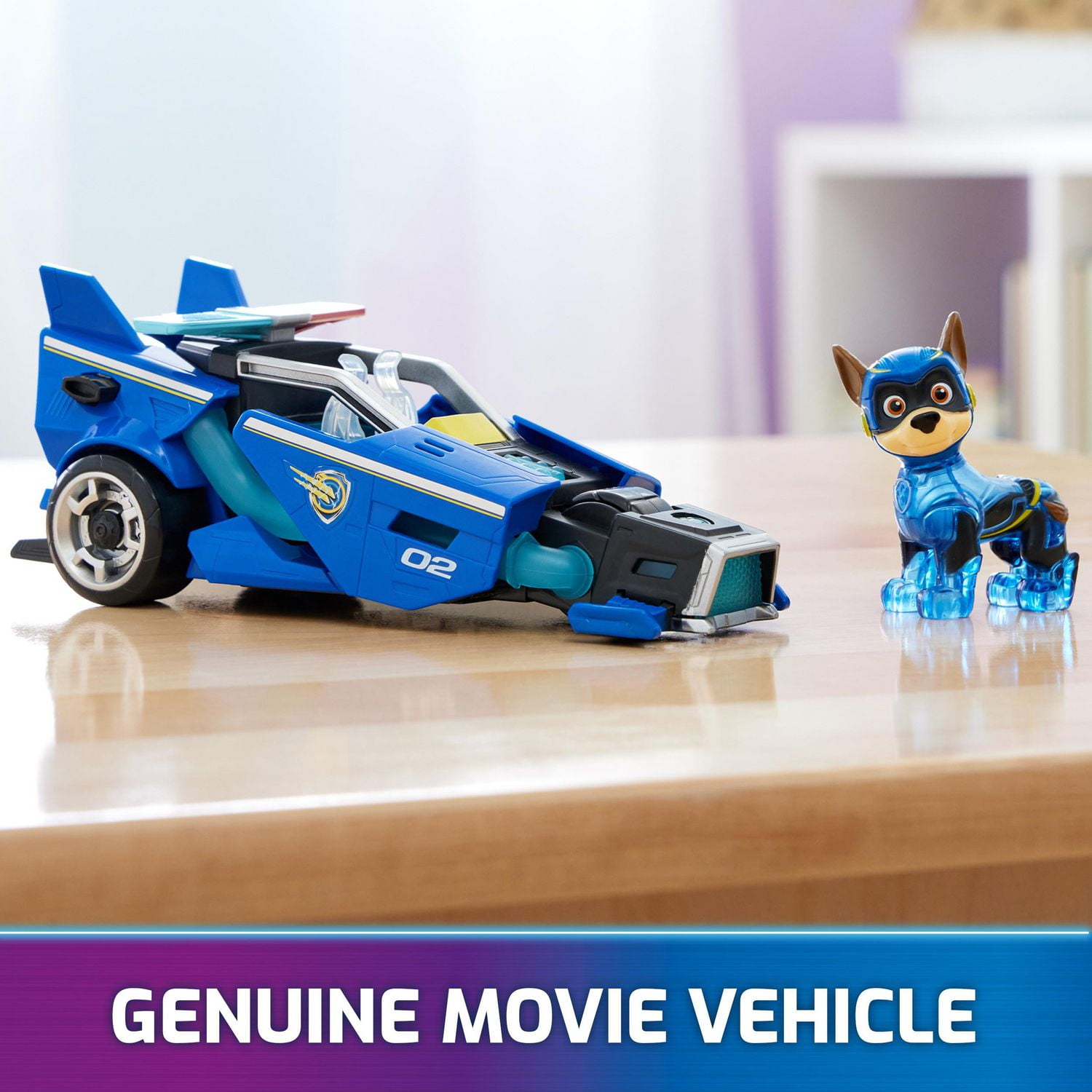 PAW Patrol : La Super Patrouille le film, Voiture avec figurine articulée Chase Super-Chiots, sons et lumières, jouets pour filles et garçons camion partir de 3 ans