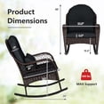 thumbnail image 3 of Costway Patio Wicker Rocking Chair with Seat Back Cushions & Lumbar Pillow Porch Black, 3 of 9