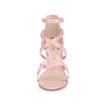 thumbnail image 2 of BLISSFUL STEP Chaussures pour Femmes à Brides à Lacets à Bout Ouvert Sandales Habillées à Talon Aiguille Haut Rose 9, 2 of 8