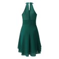 thumbnail image 5 of XDZJLR Womens Dresses formal Solid Halter Neck Button Chiffon Splice A Line Skirt, 5 of 5