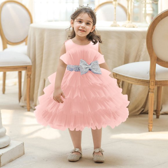 Toddler Girls Dresses Girls Formal Dress Light Pink Dresses for Girls Tea Party Dress Dress for Girls 2-3 Years