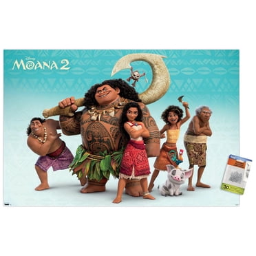 Disney Moana 2 - Group Wall Poster, 14.725" x 22.375" Framed