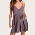 thumbnail image 2 of Yuyuzo Rompers for Women Adjustable Spaghetti Strap Sleeveless Jumpsuits Deep V Neck Wide Leg Shorts Summer Overalls, 2 of 7