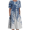 thumbnail image 2 of Robe Maxi d'Été pour Femme, Robe d'Été Bohème à Imprimé, Manches Courtes, Robe de Plage, Robe Longueur Genou, Robe à Manches Courtes en Liquidation, 2 of 5