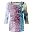 thumbnail image 4 of Chemises Mode pour Femmes T-shirt Imprimé Manches 3/4 Blouse Col Rond Hauts Décontractés Blouses et Hauts pour Femmes Chic en Liquidation, 4 of 4