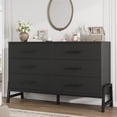 thumbnail image 1 of Commode 6 Tiroirs pour Chambre, Tiroir de 52 Po de Large avec Grand Espace de Rangement, Commode de Rangement Autoportante en Bois pour Salon, Chambre, Entrée, Noir, 1 of 3