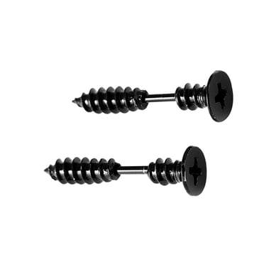 Hi.FANCY 1 Paire de Clous d'Oreilles en Acier Vis Boucles d'Oreilles Bijoux Décoration Cadeau pour Fête Anniversaire, Noir