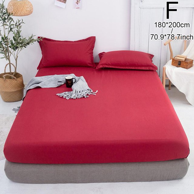 Fitted Sheet Solid Color Bed Sheets Single Double Queen Cover Bed Size B3Q3