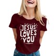 thumbnail image 3 of T-Shirt Tendance pour Femmes, Décontracté, Imprimé, Col Rond, Manches Courtes, pour le Quotidien, Hauts Tendance pour Femmes, 3 of 3