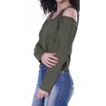 thumbnail image 4 of Moomaya Womens Cold Shoulder Short Top Solid Full Sleeves Summer Tee Tops, 4 of 6