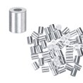 thumbnail image 1 of Uxcell 100-Pack Aluminum Crimping Loop Sleeves, 1.5mm 1/16 Round Barrel Wire Rope Sleeves, 1 of 2