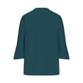 thumbnail image 4 of VKOYWKM 3/4 Length Sleeve Womens Tops Trendy Eyelet Embroidery Tees Button Down V Neck Pullover Tops Solid Color Ruffle Bell Sleeve Tunic Blouses, 4 of 5