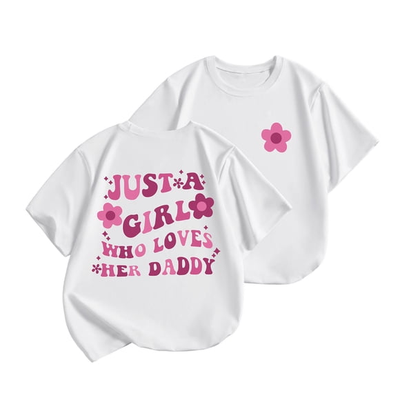 Faraee Daddy and Me Shirt Toddler Daddy's Funny Letter Print Tee Tops Girls Boys Short Sleeve Basic T-Shirt Family Matching Outfit Hot Pink 1-2 Years