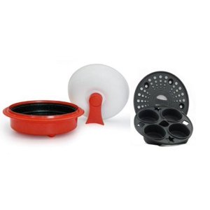 Microhearth 1.5-Quart antiadhésif 4-piece Set de Pan tous les jours pour la cuisson par micro-ondes, rouge