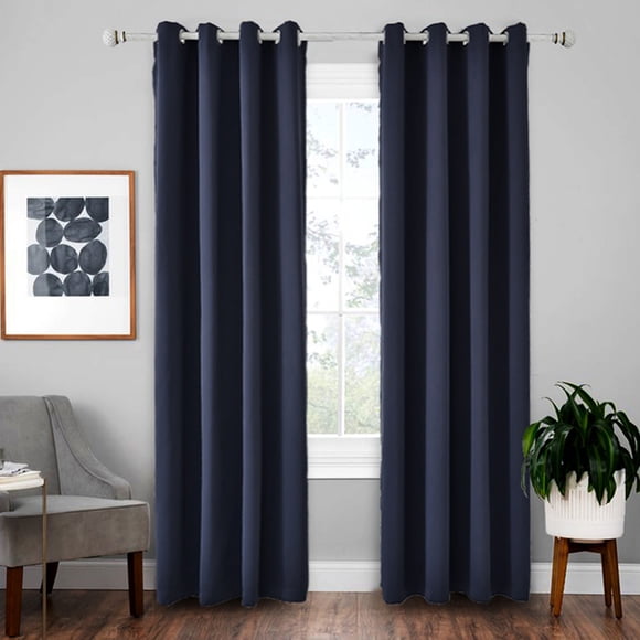 Innerwin Blackout Window Curtain Grommet Windows Curtains Thermal Insulated Bedroom Luxury Darkening Drapes Energy Efficient Living Room Privacy UV Protection Modern Navy Blue W:52"xL:84"