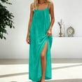 thumbnail image 3 of Daiosportswear Robe Longue de Détente pour Femmes à Bretelles Spaghetti, Dos Nu, Coupe Ample, Robe-Robe à Manches Courtes pour Femmes Menthe Verte P(S), 3 of 7
